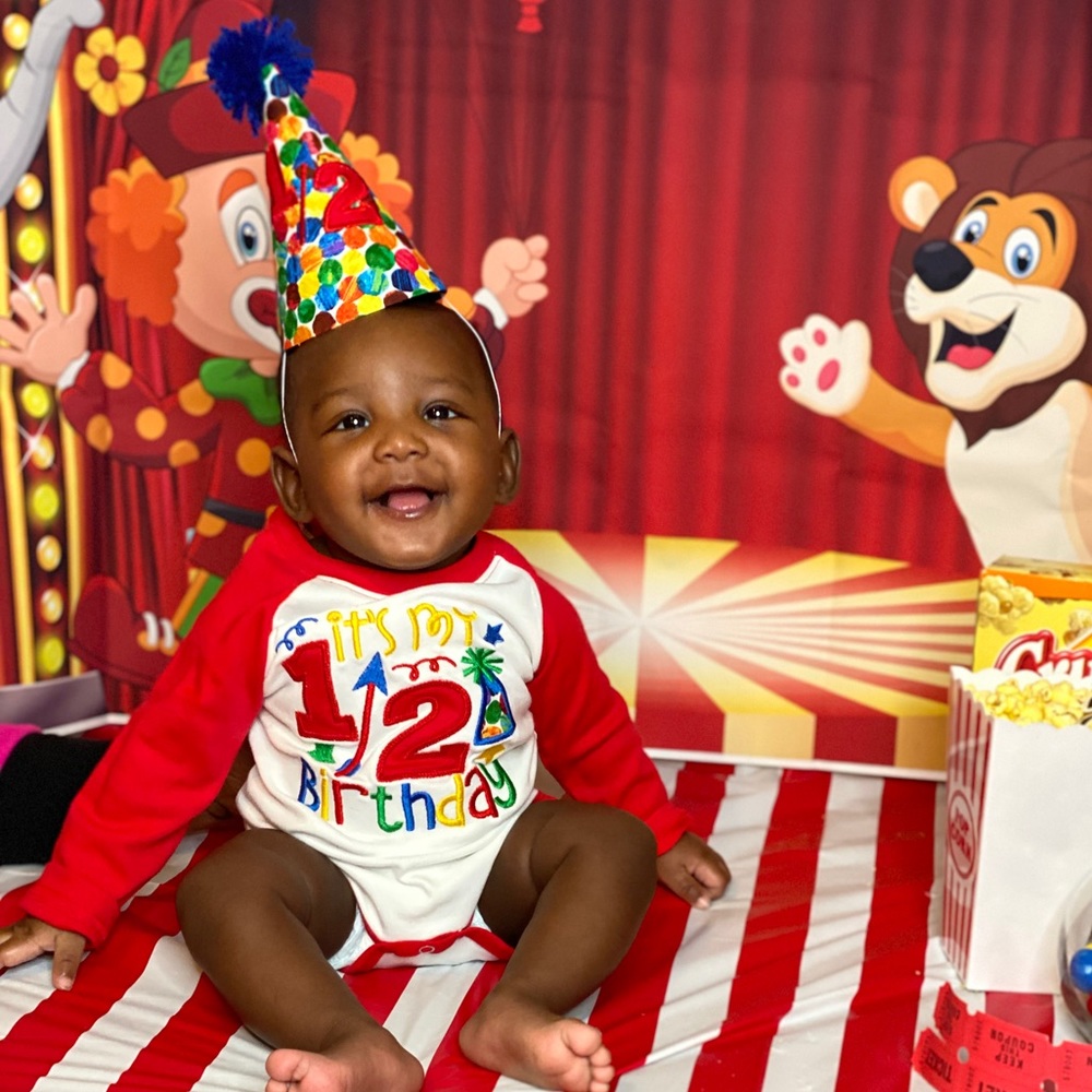 Colorful half birthday shirt and hat